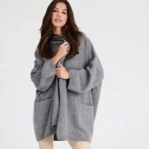 Beryll Cashmere Hooded Cocoon Cardigan One Size Pockets Gray